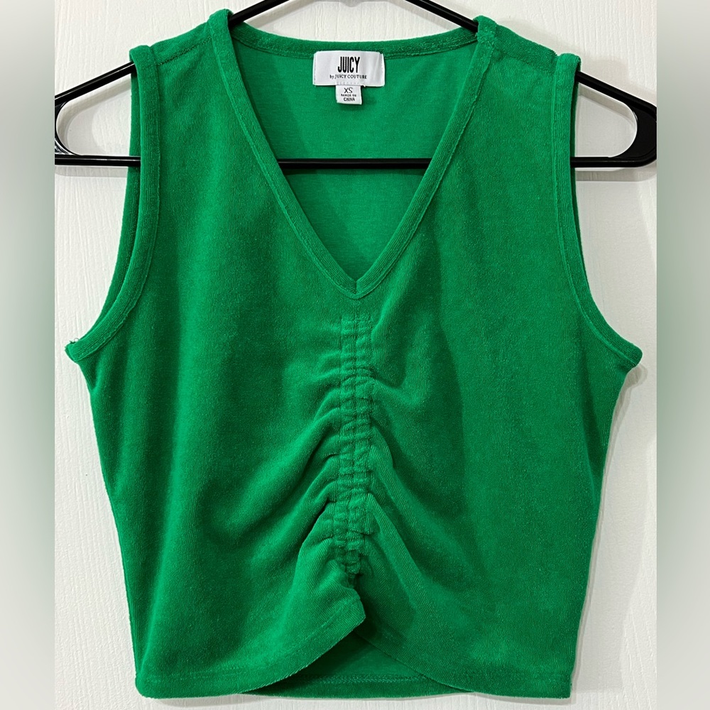 Juicy Couture Green Ruched Terry Cloth Crop Top